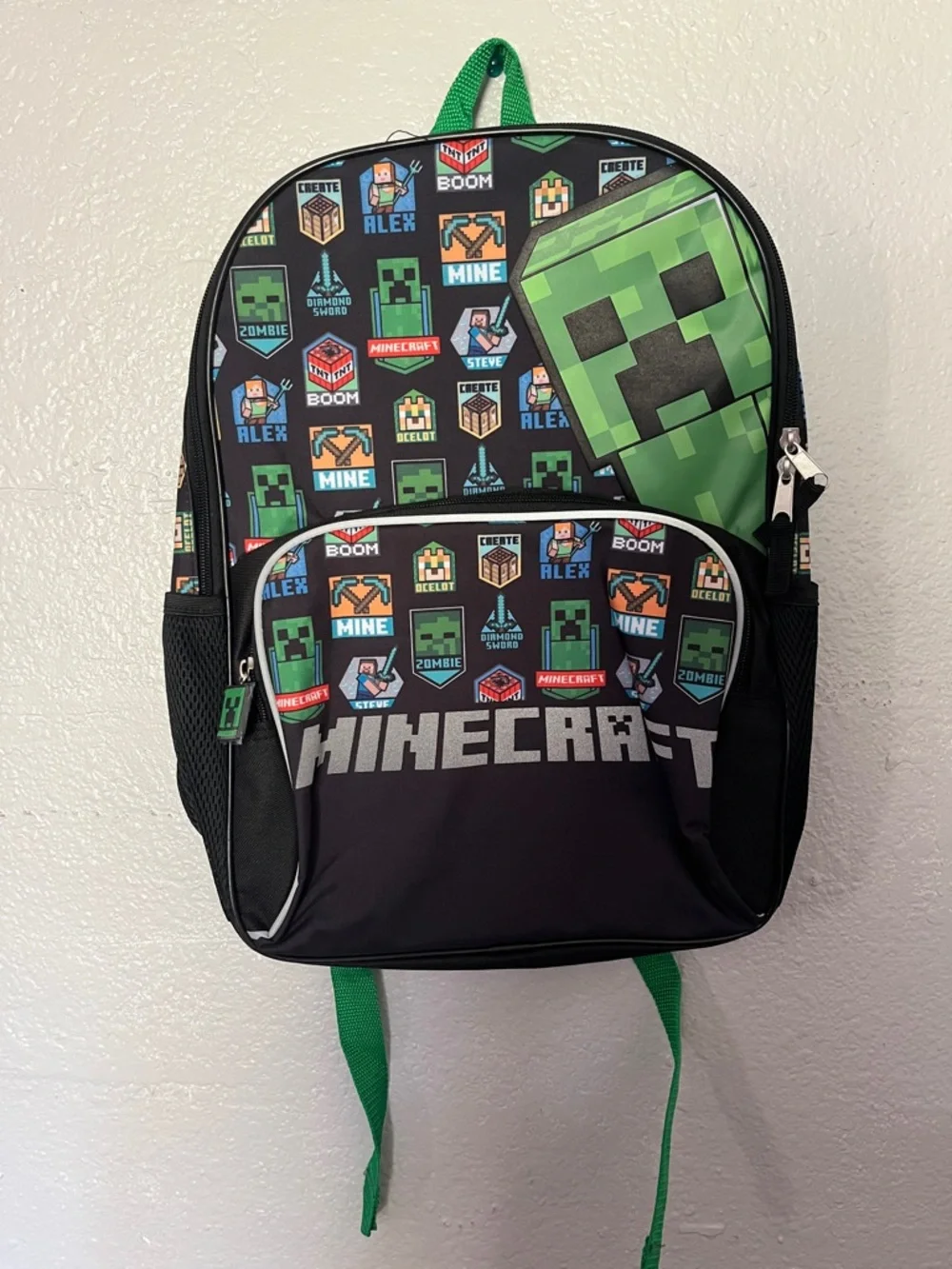 Minecraft Kids Backpack with Green Creeper Graphic - Official - Picture 1 of 8